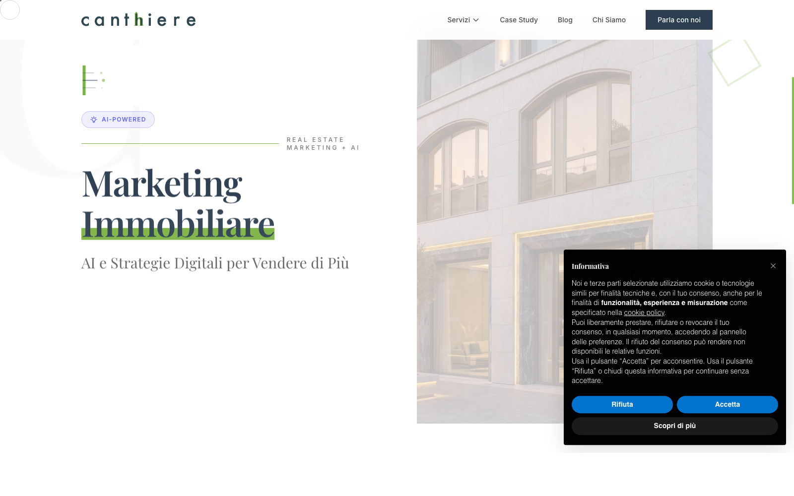 Homepage Canthiere — Marketing Immobiliare Roma